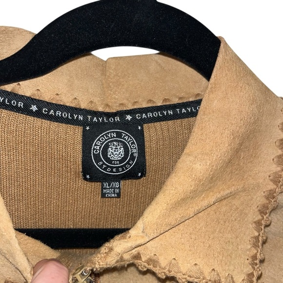 Vintage Carolyn Taylor tan suede leather sweater jacket xl excellent condition - Picture 4 of 5